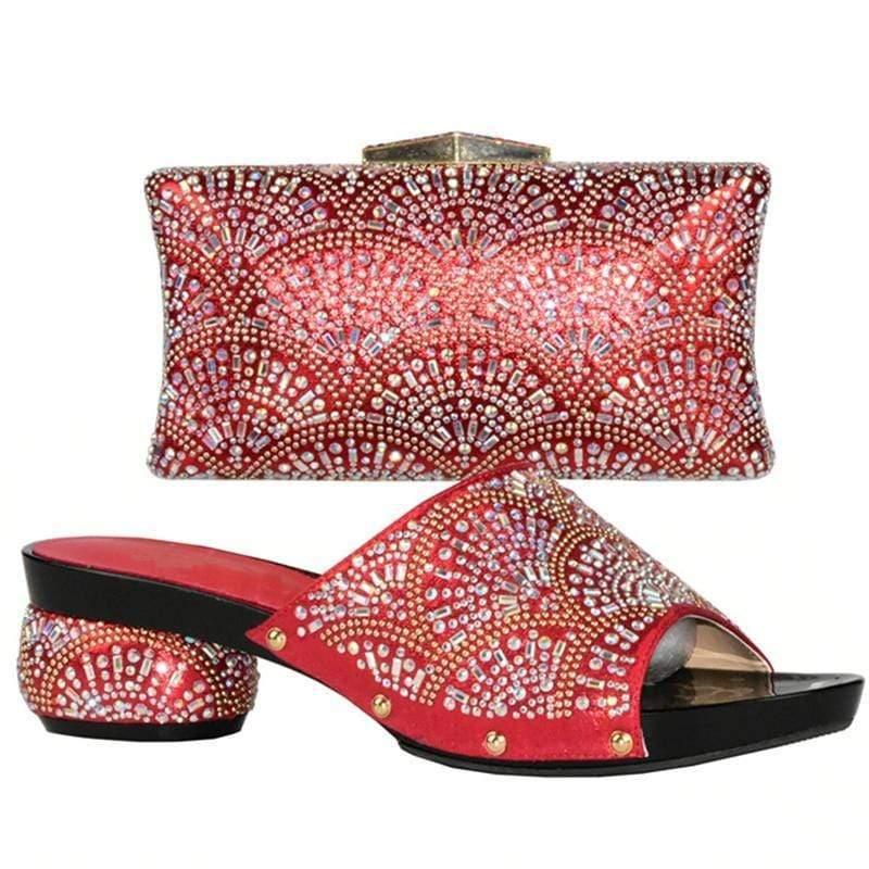 African Color Matching Women Shoes and Bag Set - For Women USA
