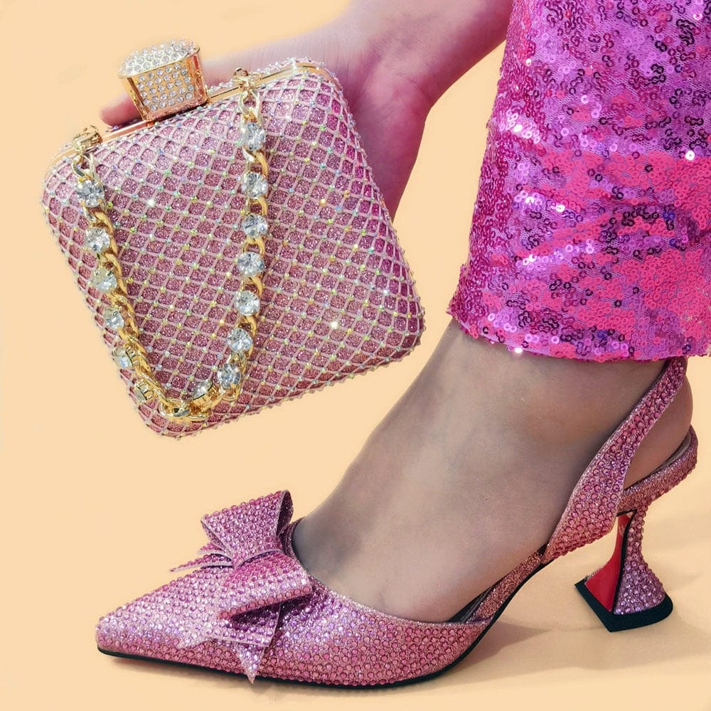 Italian Stiletto Women's Shoes And Handbag