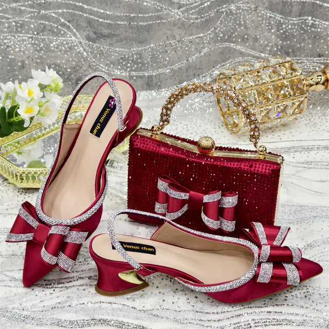 Italian Design Style Shoes with Bag Set