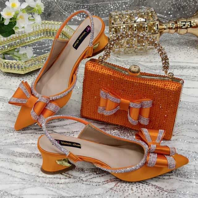 Italian Design Style Shoes with Bag Set