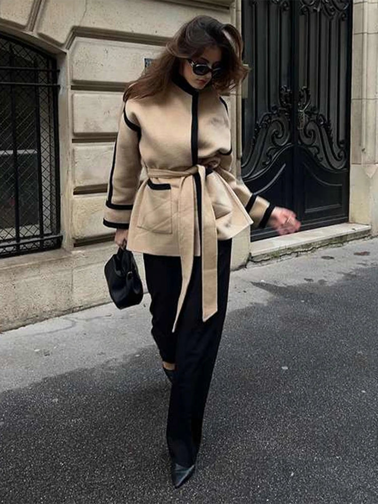 Fashion Spliced Autumn Coat For Women