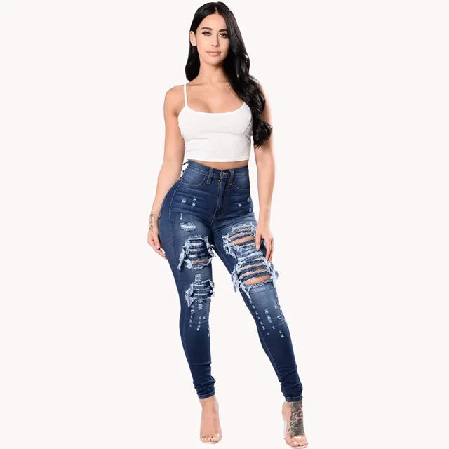 High Waist Ripped Jeans for Women - FOR WOMEN USA