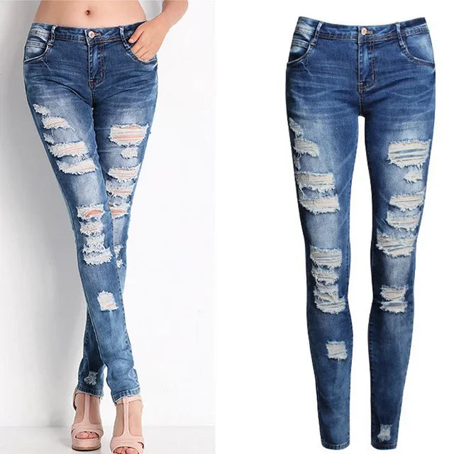 High Waist Ripped Jeans for Women - FOR WOMEN USA