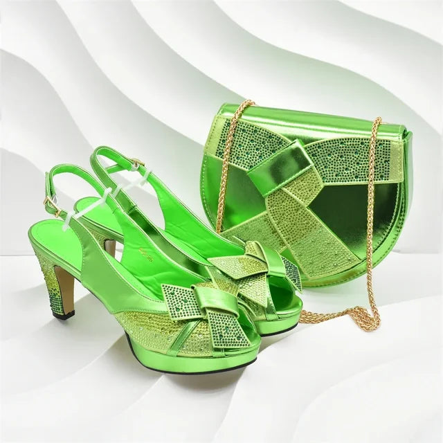 Nigerian Peep Toe Heels and Bag Set