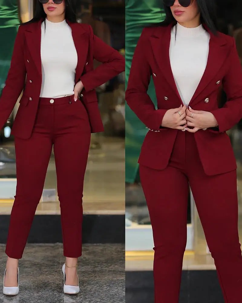 Blazer & High Waist Pants Office Set