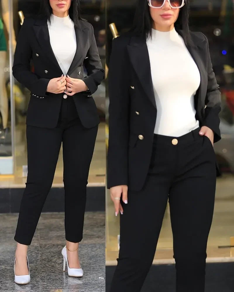 Blazer & High Waist Pants Office Set