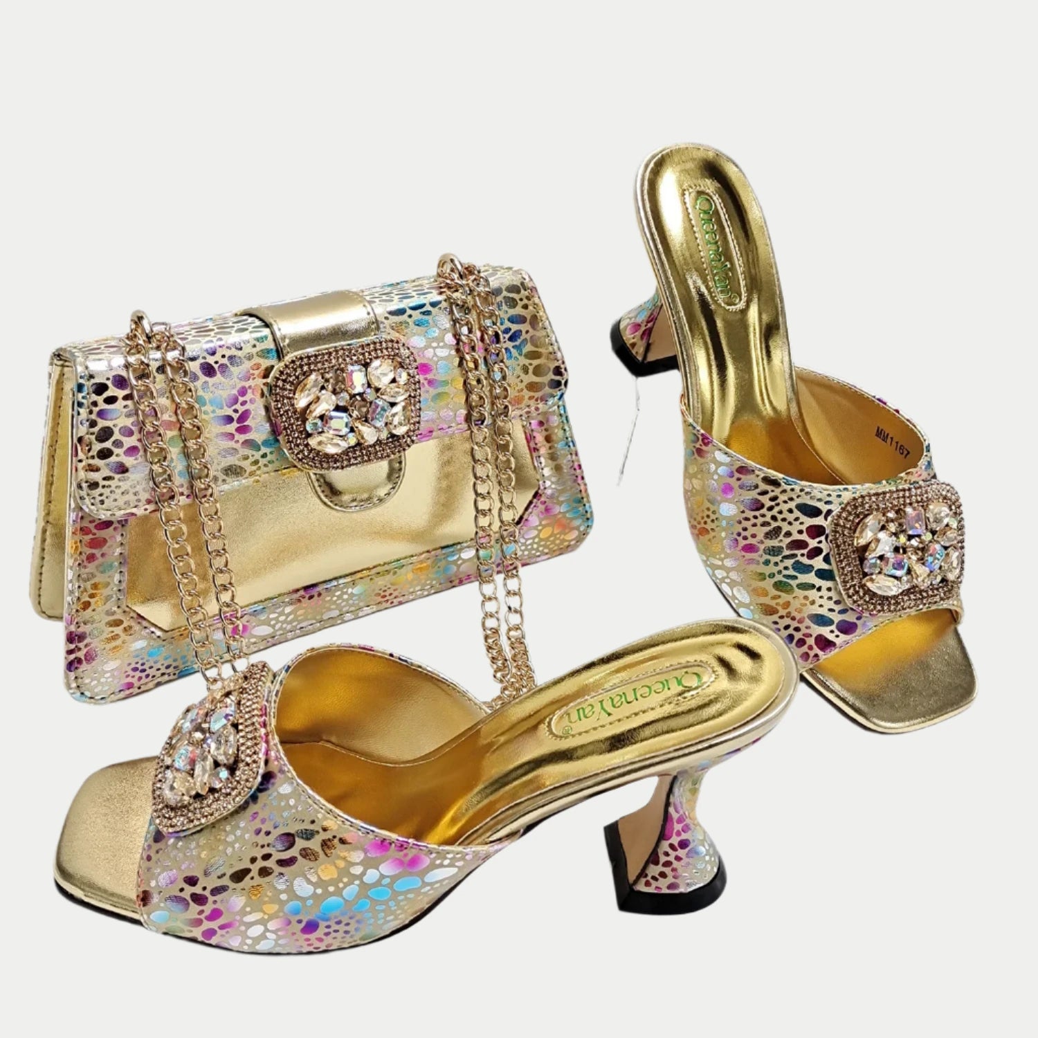 Mix Colorful Shoes And Purse Set