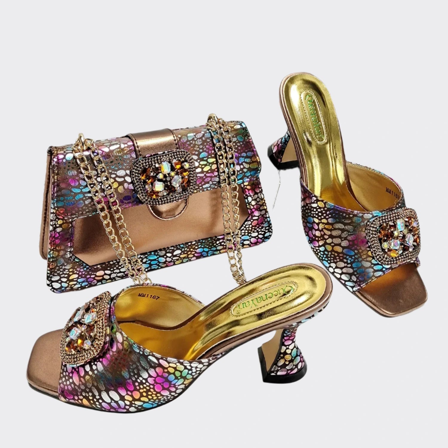 Mix Colorful Shoes And Purse Set