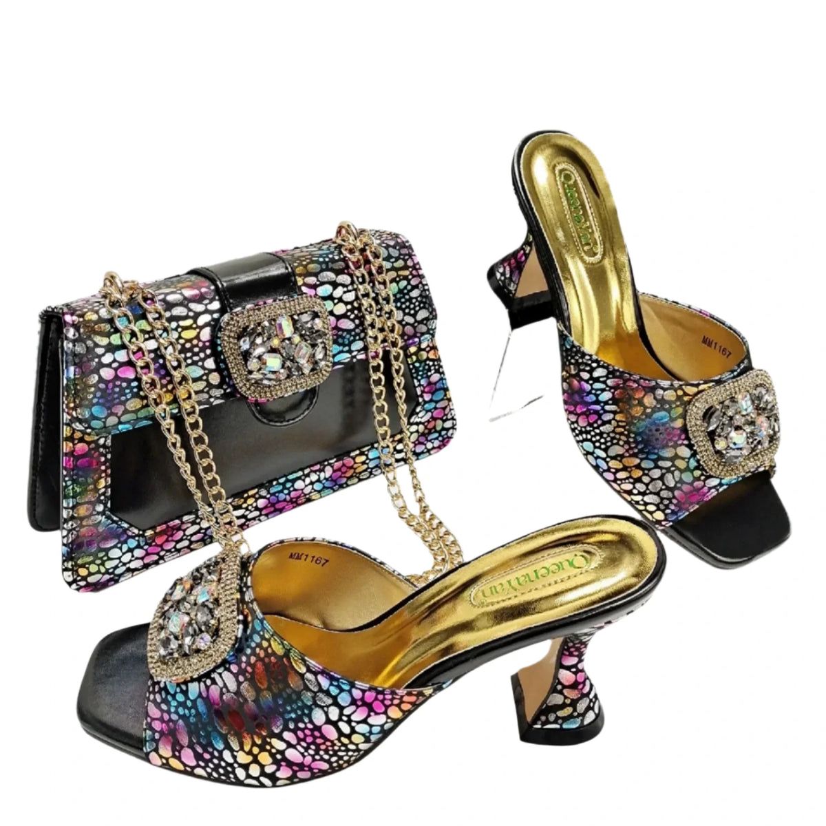 Mix Colorful Shoes And Purse Set