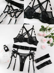 Lace Garter Lingerie Set