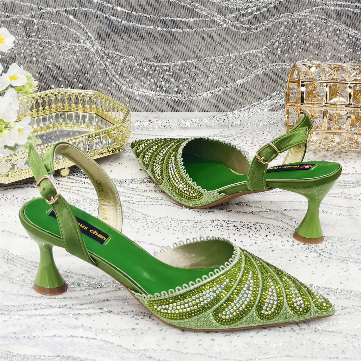 African Women's High Heels and Bag Set