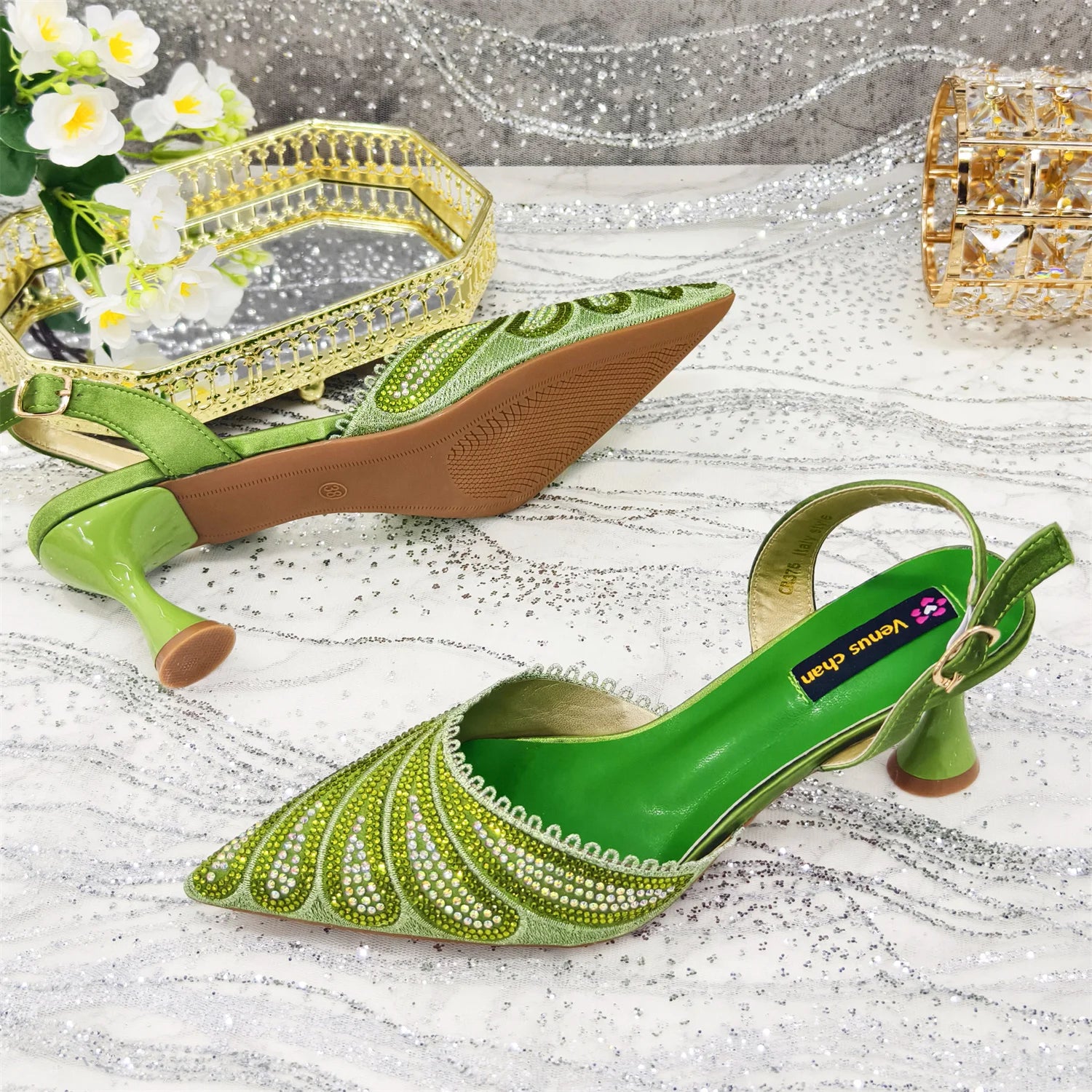 African Women's High Heels and Bag Set