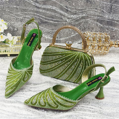 African Women's High Heels and Bag Set