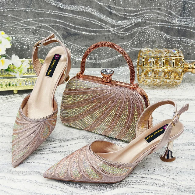 Pointed-Toe Italian Heels and Bag Set