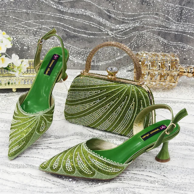 Pointed-Toe Italian Heels and Bag Set