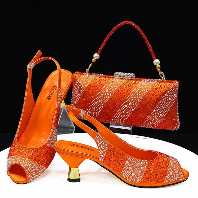 African Decorated Shoes and Bag Set