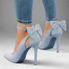 Blue Butterfly Heels Buckle Strap Shoes