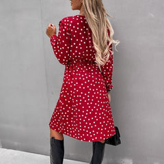 Elegant Polka Dot Split Long Dress