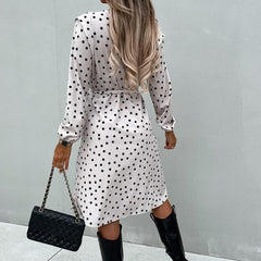 Elegant Polka Dot Split Long Dress