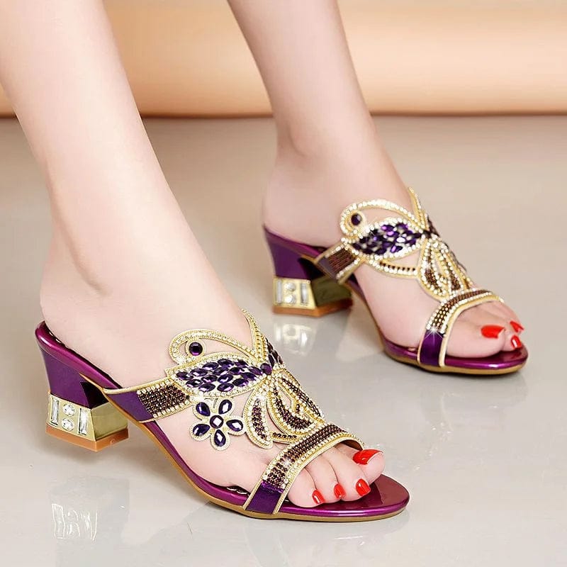 Glitter Crystal Sandals for Women