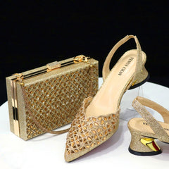 Italian Low Heel Shoes and Bag Set