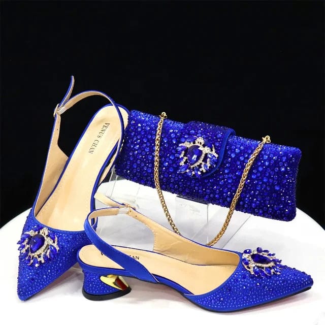 Italian Low Heels Shoes And Purse Set