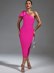 Pink Bandage Slim Evening Dress