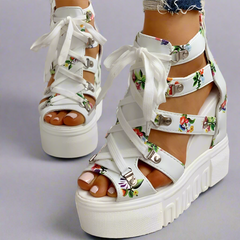 Estampado Ocio Cuñas Zapatos Mujer