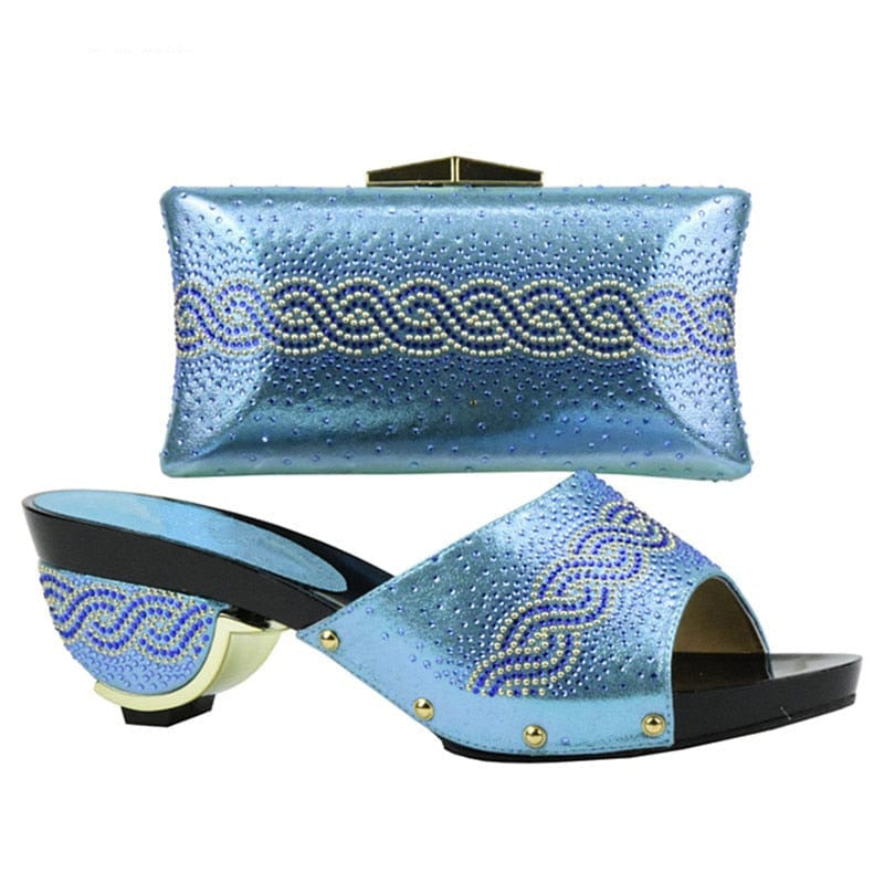 Crystal Shoes and Bag African Set