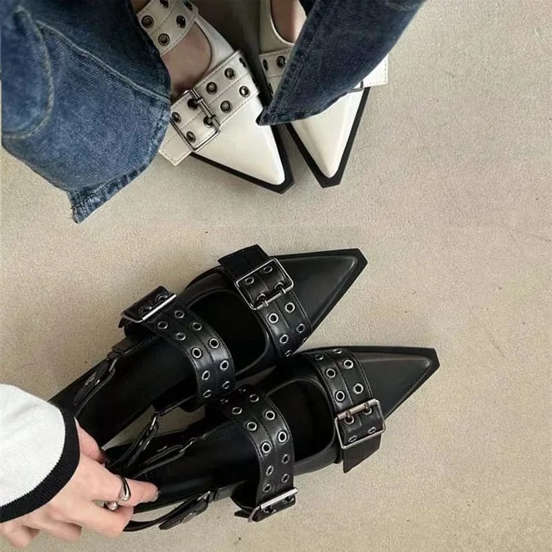 Slingback Shoes Gothic Chunky Heels