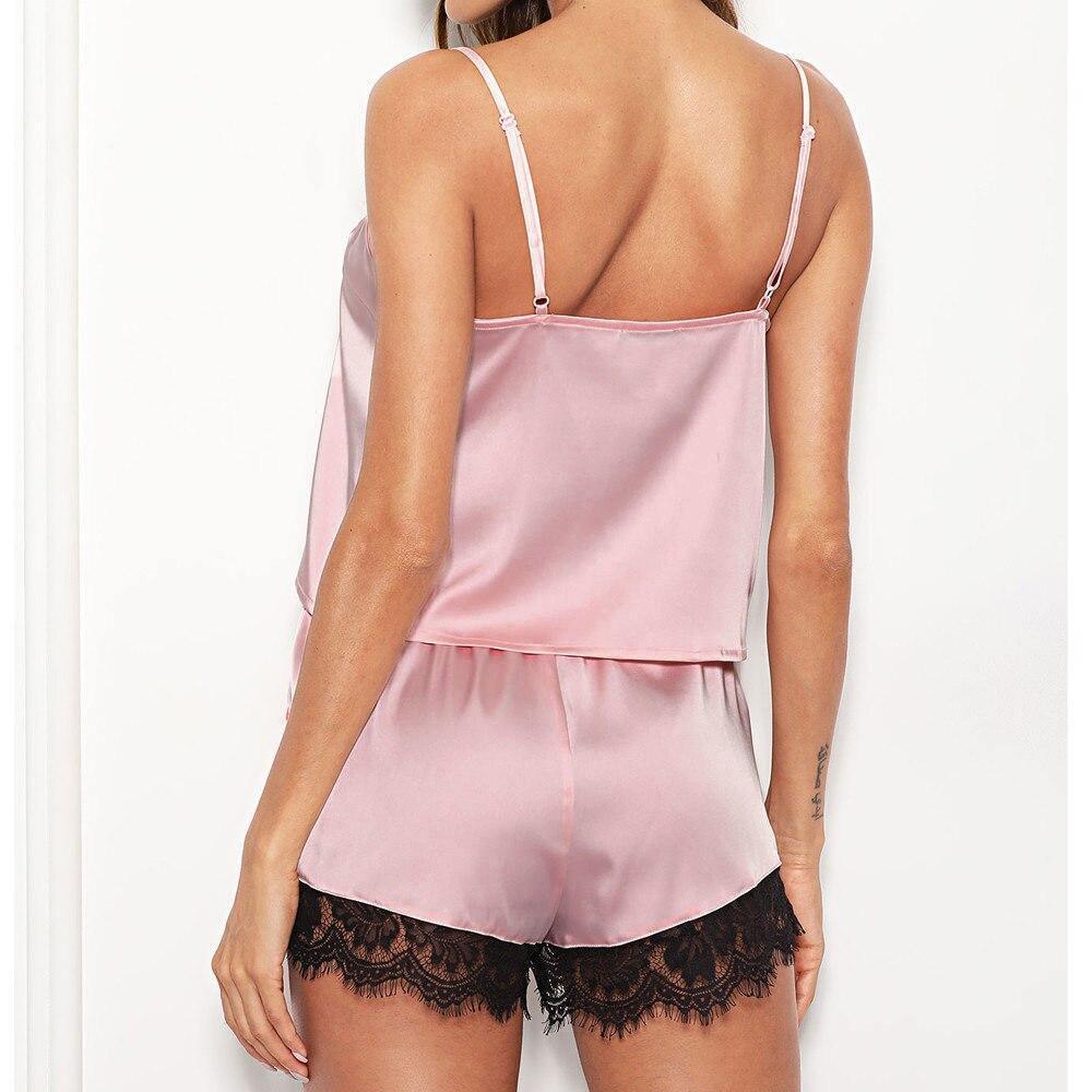 2pcs Lace Patchwork Sleepwear Pajamas Set For Women - For Women USA