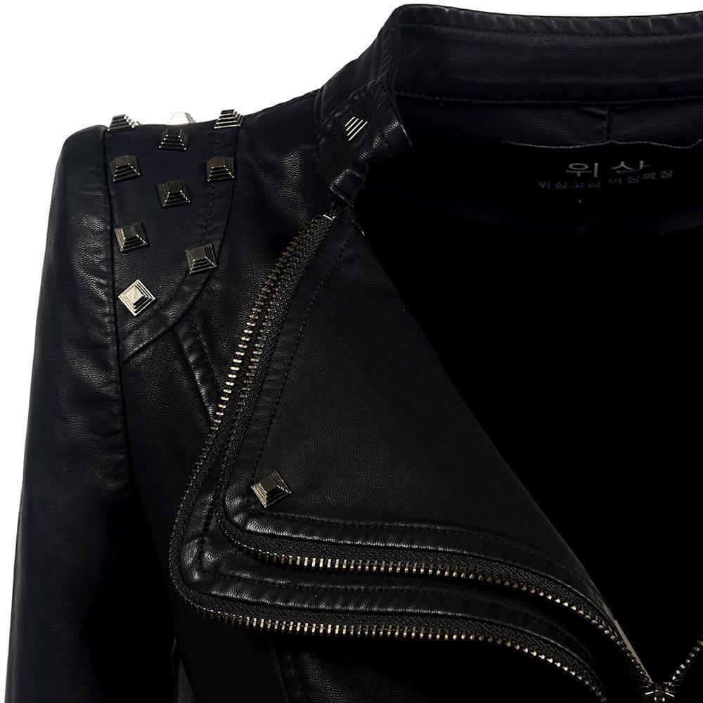 Autumn Black Motorcycle Jacket For Women - For Women USA