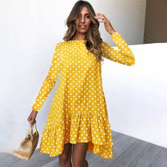 Autumn Fashion Long Sleeve Polka Dot Dress For Women - For Women USA