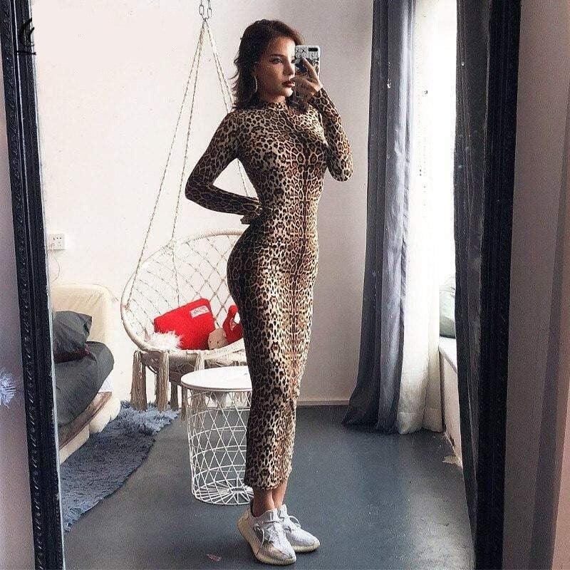Autumn Leopard Animal print sexy plus size office clothes - For Women USA