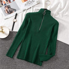 Autumn Zipper Half Turtleneck Sweater For Women - For Women USA