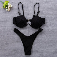 Bikinis Set with Bandage Push up Triangle - For Women USA