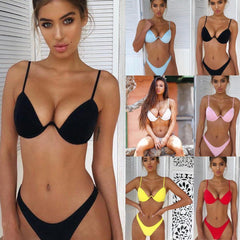 Bikinis Set with Bandage Push up Triangle - For Women USA