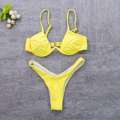 Bikinis Set with Bandage Push up Triangle - For Women USA