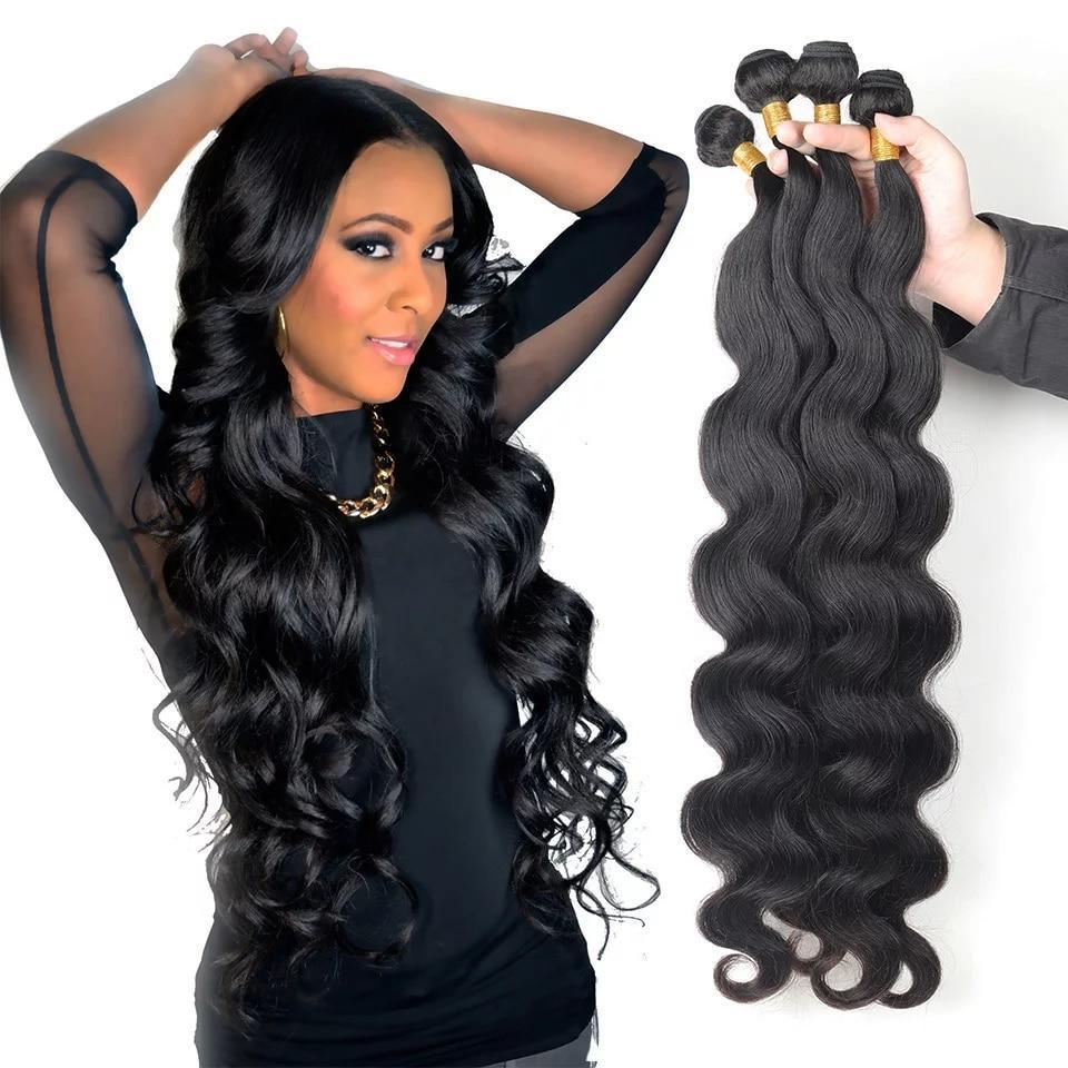 Brazilian Natural Black Weave 4 Remy Human Hair Extensions - For Women USA