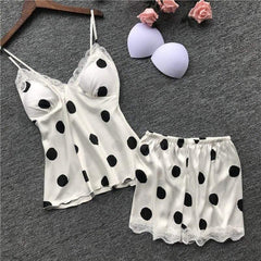 Chest Pad Satin Flower Print Pijamas For women - For Women USA