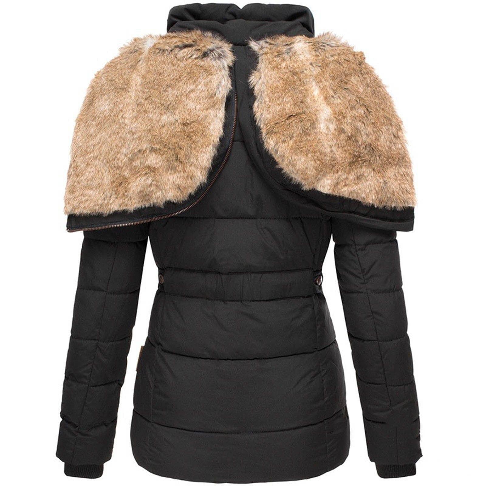 Cotton Padded Fur Parka Winter Jacket - For Women USA
