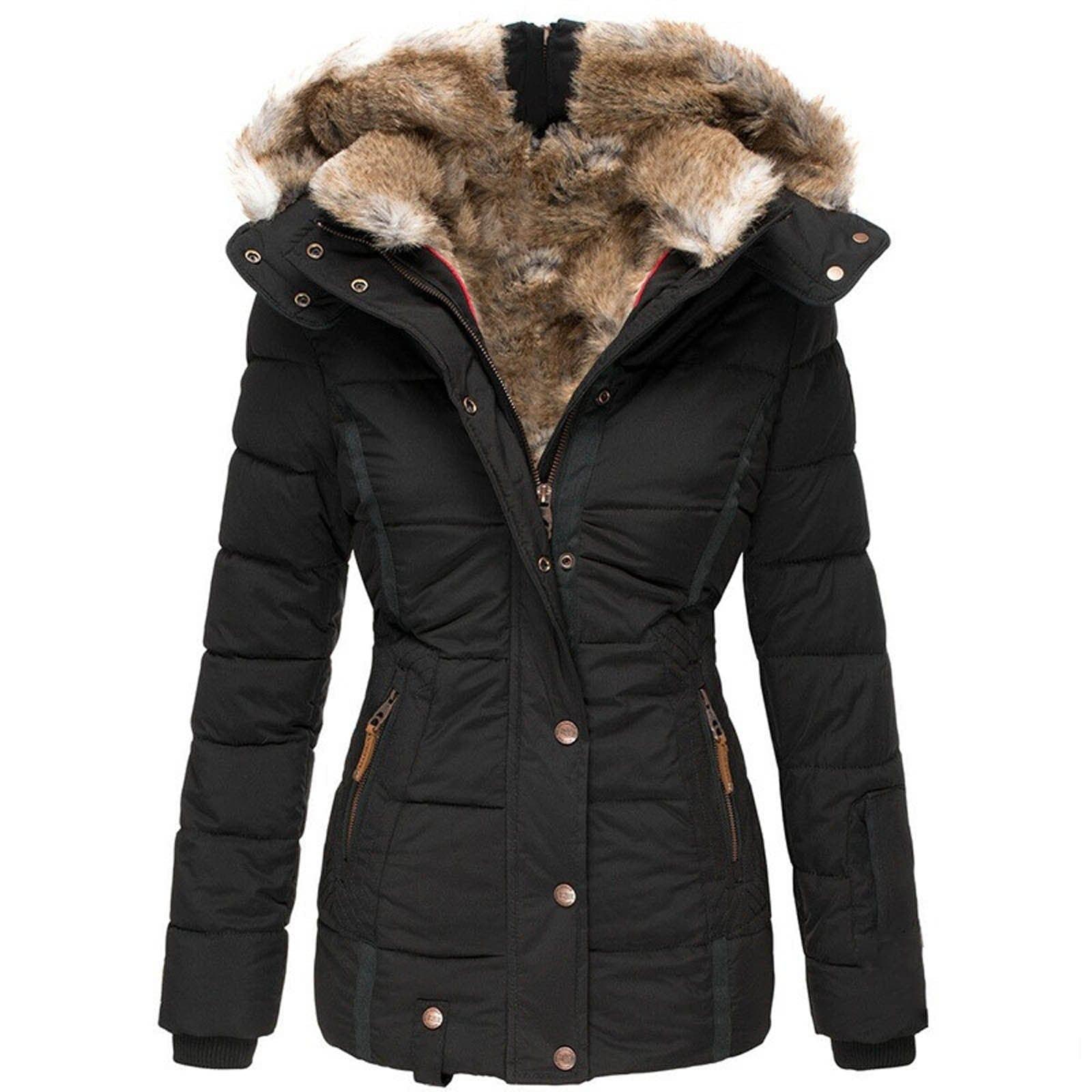 Cotton Padded Fur Parka Winter Jacket - For Women USA