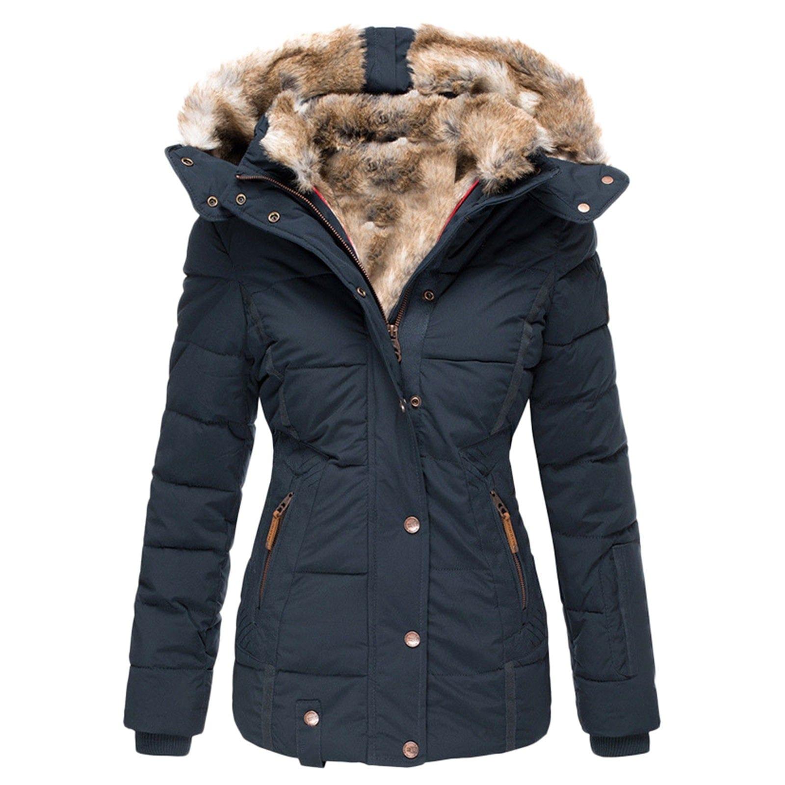 Cotton Padded Fur Parka Winter Jacket - For Women USA