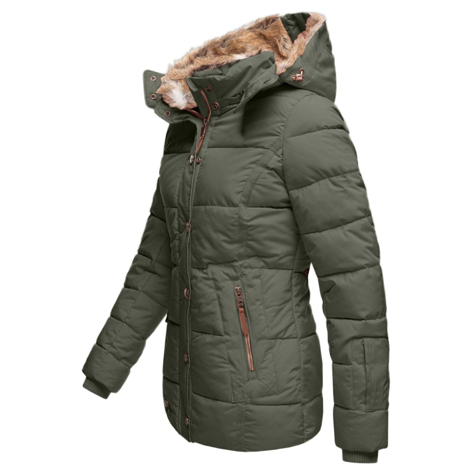 Cotton Padded Fur Parka Winter Jacket - For Women USA