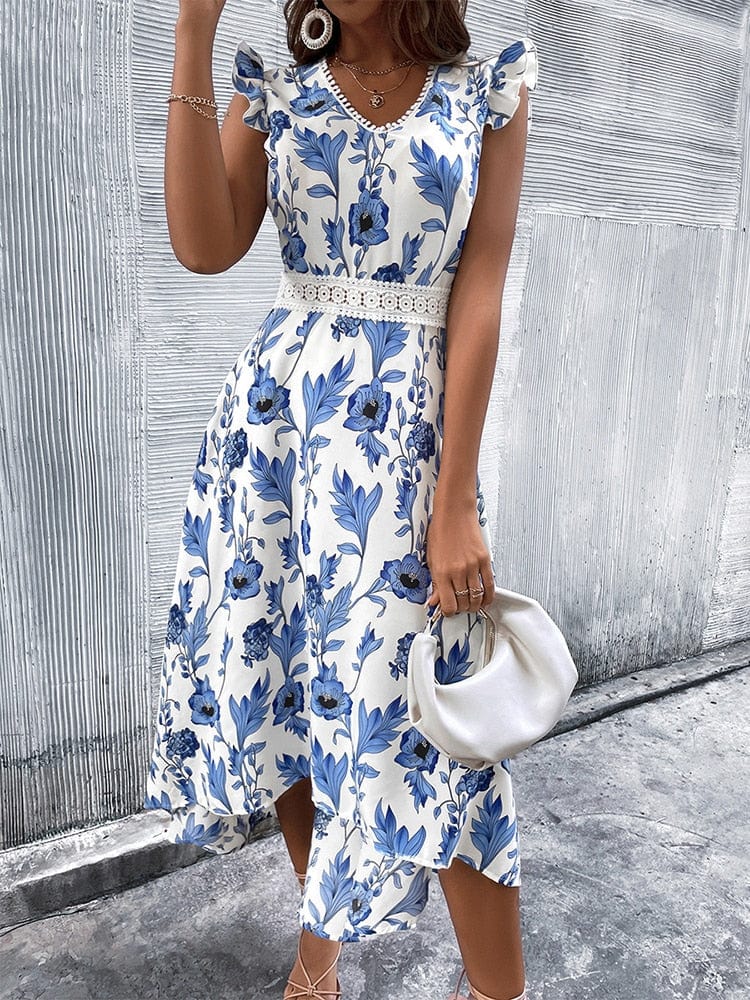 Elegant Lace Stitching Maxi Dress