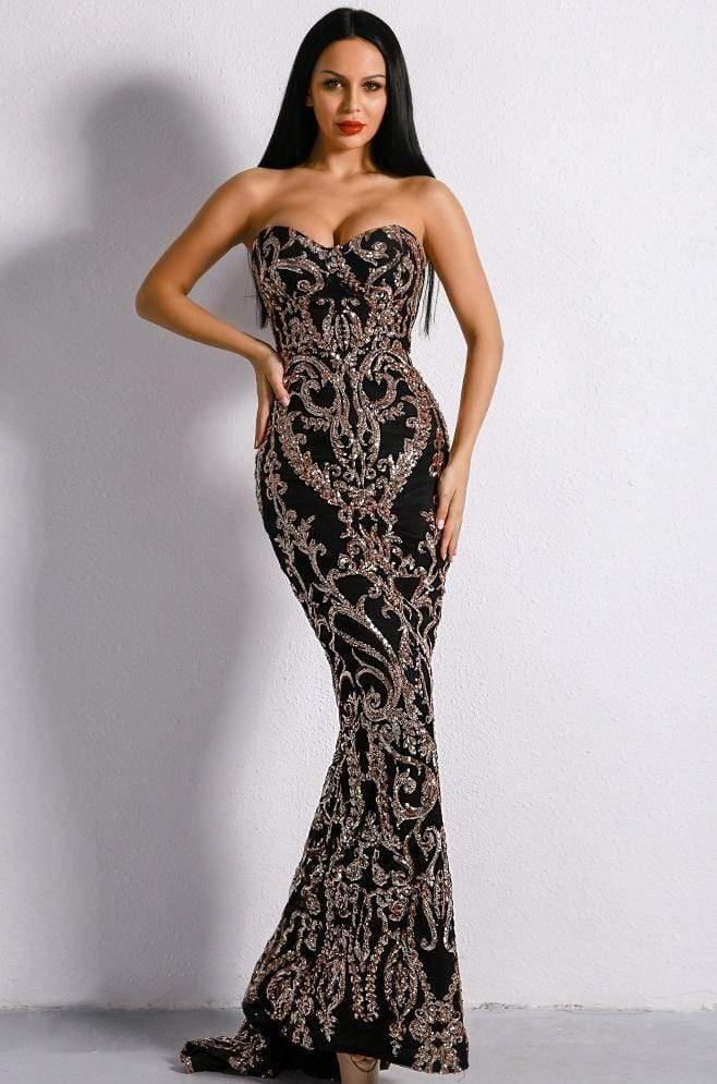 Evelyn Belluci Black Embellished Sequin Gown - For Women USA