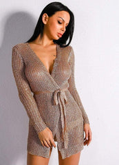 Evelyn Belluci Rose Gold Sweater Dress - For Women USA
