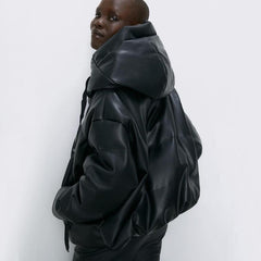 Fandy Lokar Hooded Faux Leather Jackets for Women - For Women USA