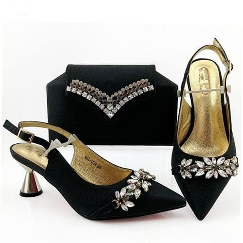 Fashion Lady Decorated Shoes and Bag Set - FOR WOMEN USA