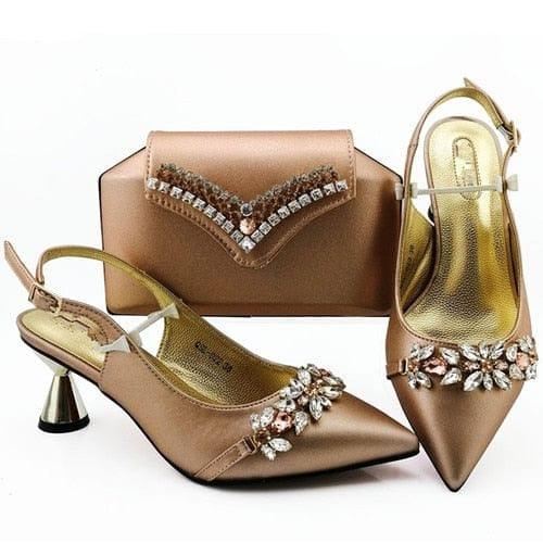 Fashion Lady Decorated Shoes and Bag Set - FOR WOMEN USA
